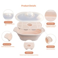 Casserole vapeur en silicone de qualité alimentaire, pot à soupe, tapis pliable pour four à micro-ondes et friteuse à air avec couvercle, adapté pour la cuisson à la vapeur des plats