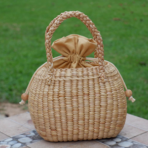 Bolso de Jacinto de Agua Hecho a Mano, Cesta Cuadrada de Paja Tejida con Asa Redonda, Bolso de Playa Ecológico de Verano para Mujer, Bolso de Compras - Product Image 5