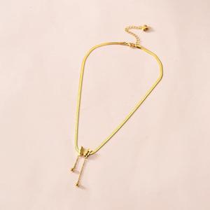Collar de Acero Inoxidable con Colgante de Oro Real Esmerilado, Cadena de Espina de Serpiente con Borla, Collar de Clavícula - Product Image 4