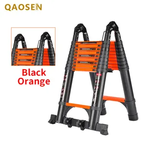 New Black Orange 2in1Multipurpose Telescopic Ladder EN131 Adjustable A Frame Ladders