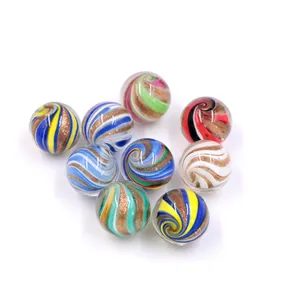Lámpara personalizada hecha a mano, Bola de mármol de vidrio en espiral de color Murano, 25mm, novedad