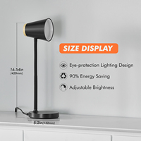 Lampe de lecture LED AC moderne à intensité variable et respectueuse de l'environnement, petite lampe réglable et flexible à col de cygne en plastique pour bureau à domicile