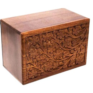 Guci Kremasi Kayu Rosewood Gaya Eropa, Ukiran Tangan Besar Motif Pohon Kehidupan, Kotak Pemakaman untuk Abu Jenazah Manusia, Guci Pemakaman Elegan - Product Image 4