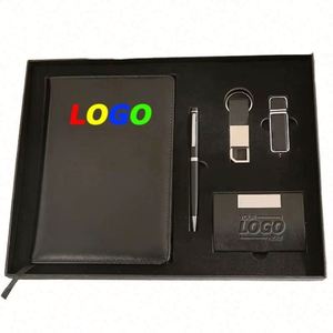 <b>A5</b> PU Leather Notebook Gift Set Custom Business <b>Notepad</b> with USB Drive & Keychain-Premium Corporate Gifts Digital Printing - Product Image 1