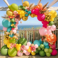 Décorations de fête d'anniversaire d'été pour bébé, rose, vert, orange, or, jaune, bleu caribéen, fuchsia, kits d'arche de ballons et guirlandes