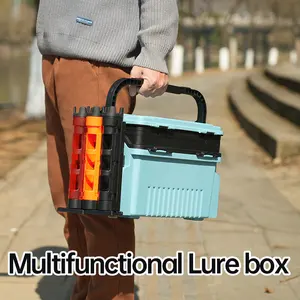 Kotak alat pancing multifungsi, kotak tempat duduk umpan memancing portabel dengan Aksesori
