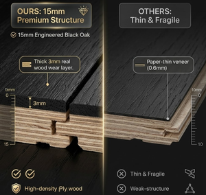 <span class=keywords><strong>Parquet</strong></span> en chêne blanc brossé moderne, finition UV, épaisseur 14-15 mm, système de pose clipsable, pour salon - Product Image 4