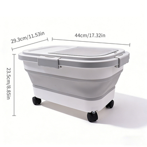 Foldable Pet Food Storage <b>Bucket</b> with Lid and Wheel Easy to Clean and Storage Waterproof and Moisture-proof - Product Image 1