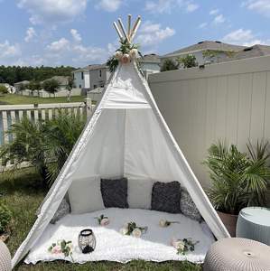 Tente <span class=keywords><strong>tipi</strong></span> blanche de 7' de grande taille, 5 côtés en toile, tente <span class=keywords><strong>tipi</strong></span> pour enfants, tentes d'<span class=keywords><strong>intérieur</strong></span> et d'extérieur pour adultes, fête, mariage, accessoire photo - Product Image 1