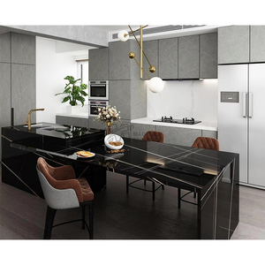 Piano di Lavoro in Pietra Sinterizzata Nera e Dorata di Grande Formato <span class=keywords><strong>per</strong></span> Cucina Moderna, Isola e Decorazione Murale <span class=keywords><strong>per</strong></span> Villa - Product Image 6