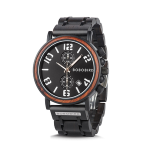 Montre chronographe de luxe pour le sport et la mode, affichage de la date, cadran en verre, résistante à l'eau, montre en bois, <span class=keywords><strong>chronomètre</strong></span> - Product Image 3