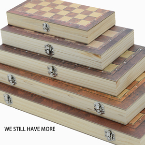 Tablero de Ajedrez de Madera 3 en 1 de 12 Pulgadas, Damas, Backgammon, Caja Plegable para Ajedrez - Product Image 4