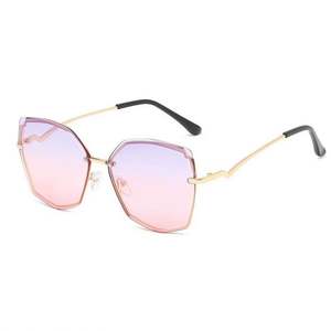 Gafas de Sol de Moda 2021 con Logotipo Personalizado, Protección UV400, Montura Metálica, Estilo Ojo de Gato, Sin Montura, Degradado, para Mujer, Tamaño Grande - Product Image 4