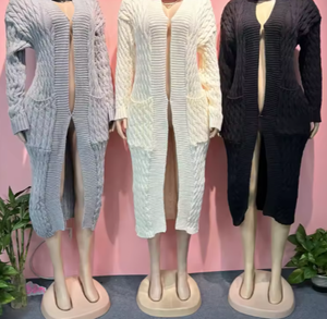 Cardigan Invernale da <span class=keywords><strong>Donna</strong></span> Taglie Forti, Cappotto Maglione con Tasche, 14 Colori, Comodo Cardigan Aperto sul Davanti - Product Image 1