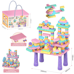 360 pièces de blocs de construction éducatifs en plastique pour enfants, table d'activités extra large, ensemble de blocs DIY Macaron avec autocollants - Product Image 1