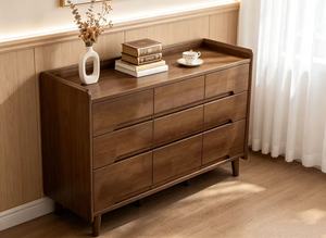 New Arrival Walnut Wood 9-Drawer Dresser <b>Chest</b> of Drawers for Bedroom <b>Storage</b> - Product Image 6