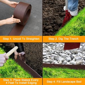 Niet Graven Plastic Terrasplank Landschap Rand Spoel Decoratief Gras Barrière Tuin Rand Rand Met 12 Verankering Palen - Product Image 4