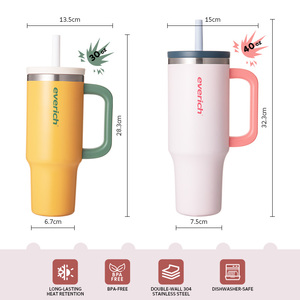 Gobelet écologique Mini tasse vierge Logo personnalisé Gobelet isolé Jolie tasse de voyage en acier inoxydable avec poignée Couvercle de verrouillage - Product Image 3