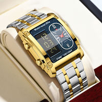 Montre intelligente VAVAVOOM à double affichage carré, montre à quartz étanche pour homme, montre numérique multifonctionnelle
