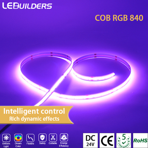 Bande <span class=keywords><strong>LED</strong></span> COB <span class=keywords><strong>multicolore</strong></span> RGB 5M 840leds 10MM Cuivre découpable Bandes lumineuses intelligentes IP68 Étanche WiFi Télécommande Application CE RoHS 3 ans - Product Image 2