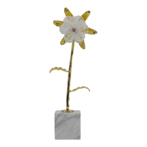 Statuetta di fiore con base in marmo per decorazioni casa, ufficio, scultura d'accento, tavolo, bagno, soggiorno - Product Image 1