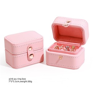 Hot Sale Leather Ring Jewelry Storage Box High End Custom Velvet Ring Jewellery Gift Packaging Boxes with logo