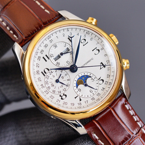 Montre mécanique classique pour homme de la série Master, en acier inoxydable, avec phases de lune et grand cadran à trois aiguilles - Product Image 2