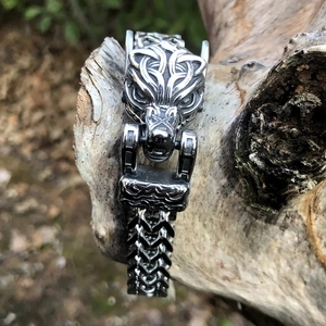 Viking <strong>Wolf</strong> Bracelet Men Stainless Steel Chain Bracelet Hip Hop Wholesale Mens Bracelet Cuban Chian Viking <strong>Jewelry</strong> - Product Image 1