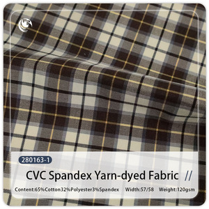 Tissu tissé à carreaux extensible CVC 65% coton 32% polyester 3% élasthanne avec élasthanne pour chemise et <span class=keywords><strong>surchemise</strong></span> pour femmes - Product Image 2