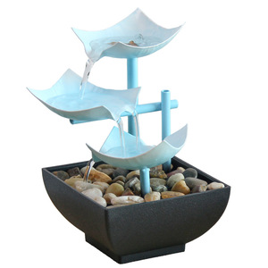 Indoor <b>Small</b> Fountain Aqua Blue With Backlight Office Desktop <b>Ornament</b> Decorative Water Feature - Product Image 5