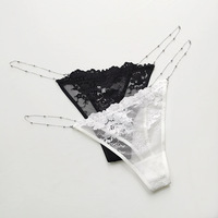 Culottes érotiques sexy pour femmes matures, été 2026, noires, transparentes, en dentelle, avec chaîne