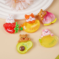 Breloques en résine brillante effet glacé, motifs fruits et animaux de dessin animé, pour coques de téléphone, bracelets, accessoires de bricolage et embellissements artisanaux