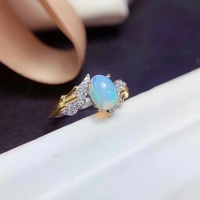 Bagues en argent sterling S925 plaqué or 18 carats avec opale naturelle taille ovale et diamant, style classique pour femmes - Idéales pour mariages et soirées