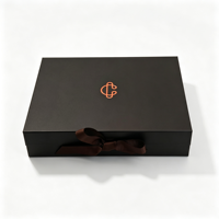 Boîte cadeau Ramadan en gros avec ruban et nœud, logo personnalisé, boîte rigide magnétique de luxe noire avec estampage doré pour cadeaux de l'Aïd musulman