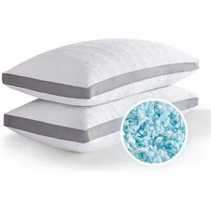 Queen Pillows for Back & Side Sleepers Adjustable Cooling Pillows Queen Size Shredded Memory Foam Bed Pillows for Sleeping