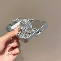Coque de téléphone de luxe pour iPhone 17 Pro Max avec strass papillon en TPU+PC, design miroir personnalisé pour femme, protection de l'appareil photo, compatible iPhone 16