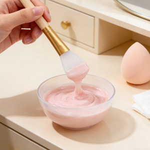 Spazzola per Pulizia Lesin in Silicone Bianco con Manico Corto in Legno Naturale di Bambù per Cucina/Pasticceria/Barbecue e Applicazione Maschere - Product Image 5
