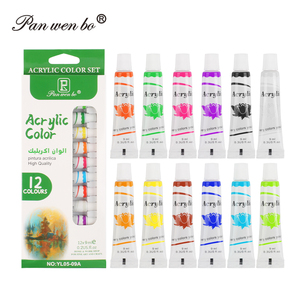 Peintures acryliques Panwenbo, pigments professionnels pour artistes, 12 couleurs, tubes de 9 ml, <span class=keywords><strong>peinture</strong></span> <span class=keywords><strong>acrylique</strong></span> non toxique pour la <span class=keywords><strong>peinture</strong></span> - Product Image 1