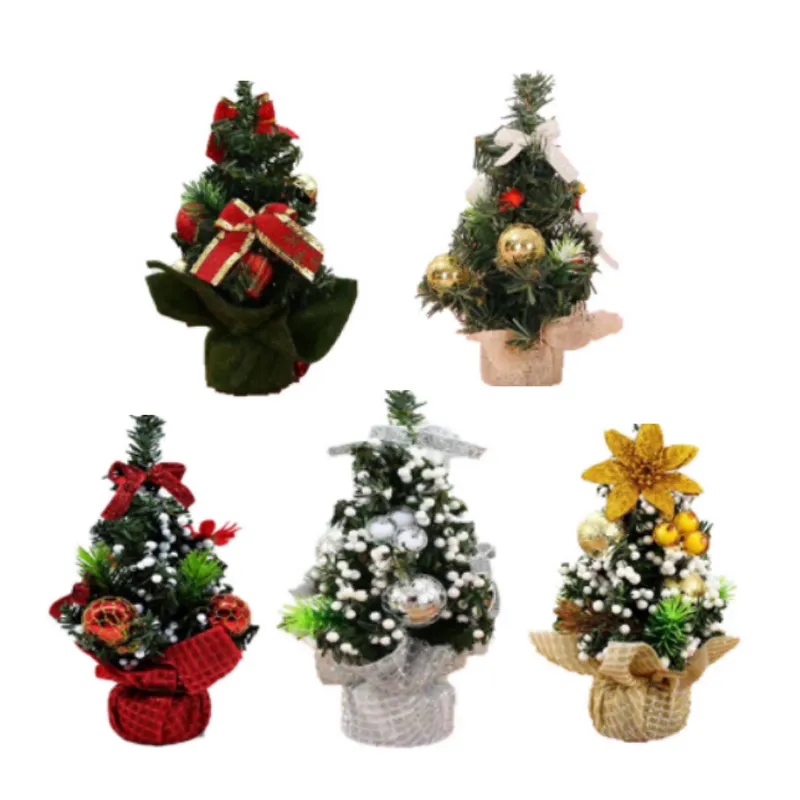 Árbol de pino Artificial de Navidad, decoración de mesa de YQ-4440 con bola de Navidad, 8,6 pulgadas