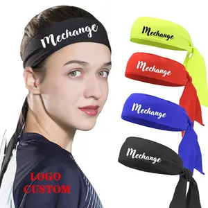 Дизайнерские повязки на голову с логотипом заказчика, эластичная дышащая цветная спортивная повязка на голову