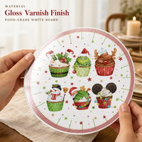 Assiettes en papier rondes imprimées de 9 pouces, finition brillante, qualité alimentaire, motif Noël, jetables, pour fêtes