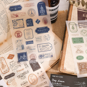 Setiap Paket Berisi 2 Lembar Label Stempel Vintage Seri Retro untuk Kolase. Ada 6 Jenis Bahan Kolase - Product Image 3