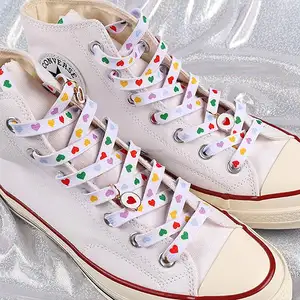 2023 Fashion Love Heart elastische flache Schnürsenkel High-Top Canvas Sneakers Schnürsenkel Schnürsenkel Schuhs chnüre 100/120/140/160/180CM