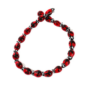 Seven-<b>spotted</b> ladybug glass beads handmade polka <b>dot</b> beetle bracelet beading DIY jewelry accessories materials - Product Image 5