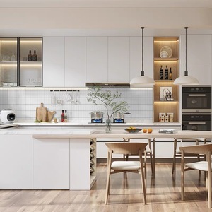 Europe Standard Solid Wood Professional High Gloss Cabinets Made in China Lacquer Wooden Kitchen Furniture Cabinet - Product Image 5