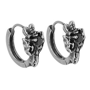 Pendientes de aro de acero de titanio yunnique Steel Wings con forma de espada en blanco y negro para hombres y mujeres, joyería de moda - Product Image 1