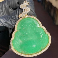 Pendentif Hip Hop personnalisé en or véritable 18 carats avec pendentif en jade et diamant de laboratoire, style chinois, pendentif en jade pour homme