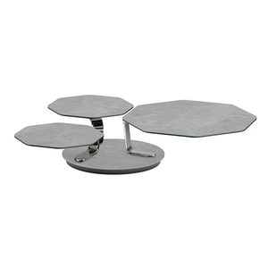 <span class=keywords><strong>Mesa</strong></span> de centro nórdica Simple para sala de estar, combinación <span class=keywords><strong>alta</strong></span> y baja, losa de roca de piedra anidada, <span class=keywords><strong>mesa</strong></span> de centro poligonal <span class=keywords><strong>gris</strong></span> ahumado - Product Image 6