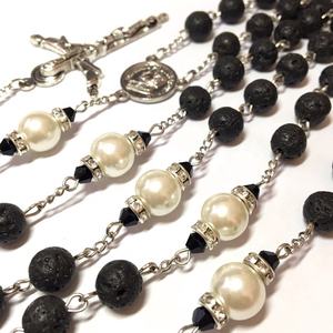 4mm Crystal Beads With 8mm Black Firestone Religious <strong>Italian</strong> <strong>Rosary</strong> - Product Image 3