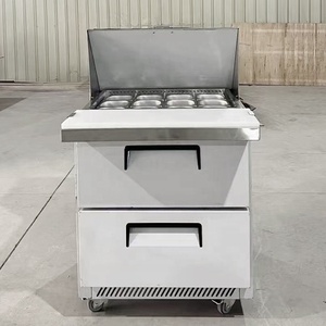 Mostrador Refrigerado Comercial de Acero Inoxidable para Buffet, Barra de Ensaladas, Sándwiches y Pizza, Mesa de Preparación Refrigerada con Tapa de Vidrio - Product Image 3